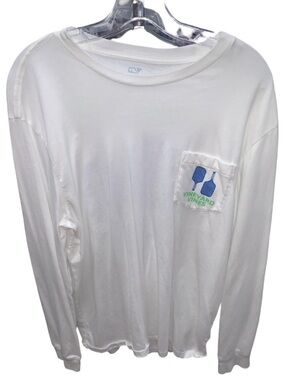 Vineyard Vines Men’s White Pickleball Paddle Long Sleeved Pocket Tee Shirt Sz M